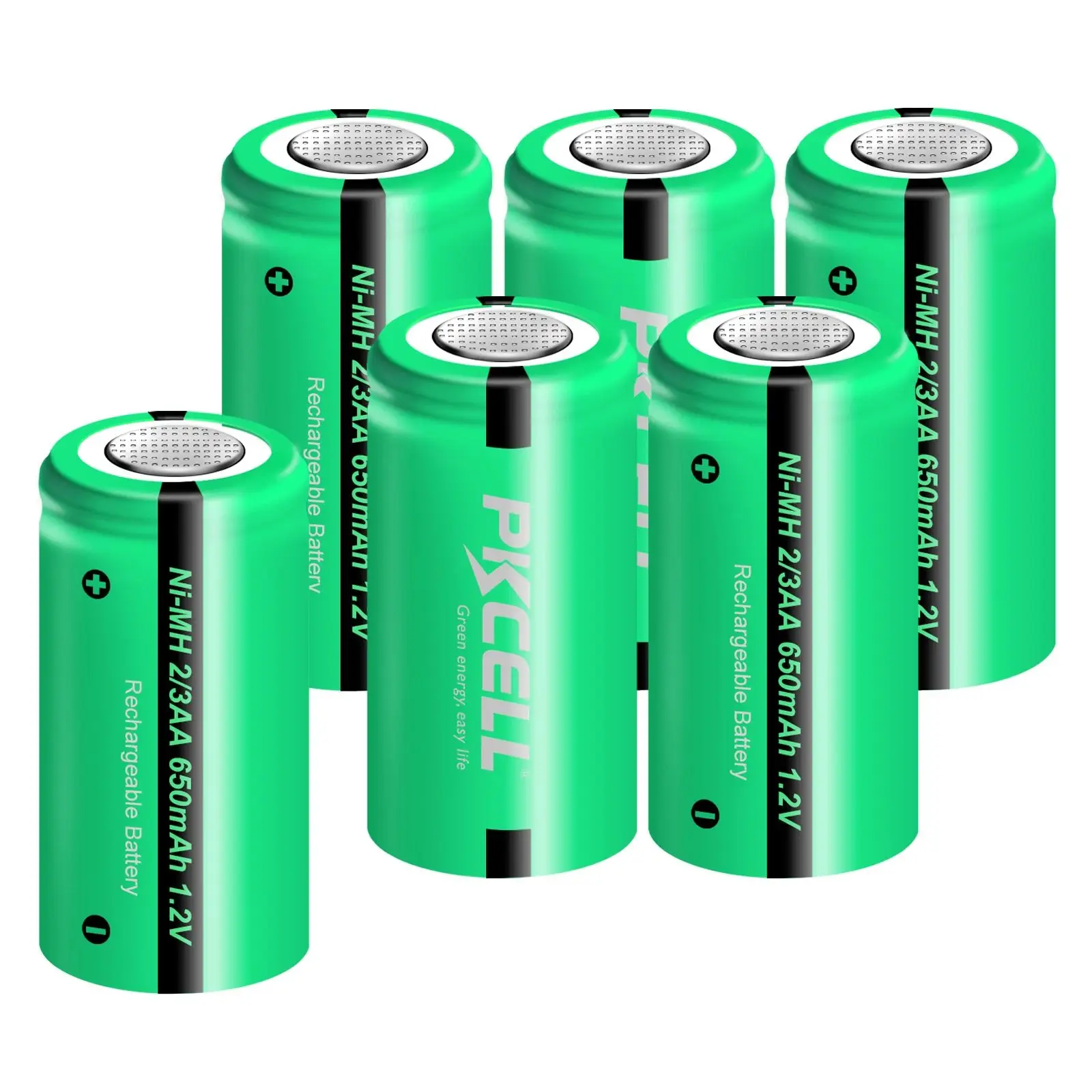 6/10PC 2/3 AA battery 1.2V NIMH rechargeable battery 650mah 2/3AA NIMH batteries button top for for Garden Lights Games Alarm