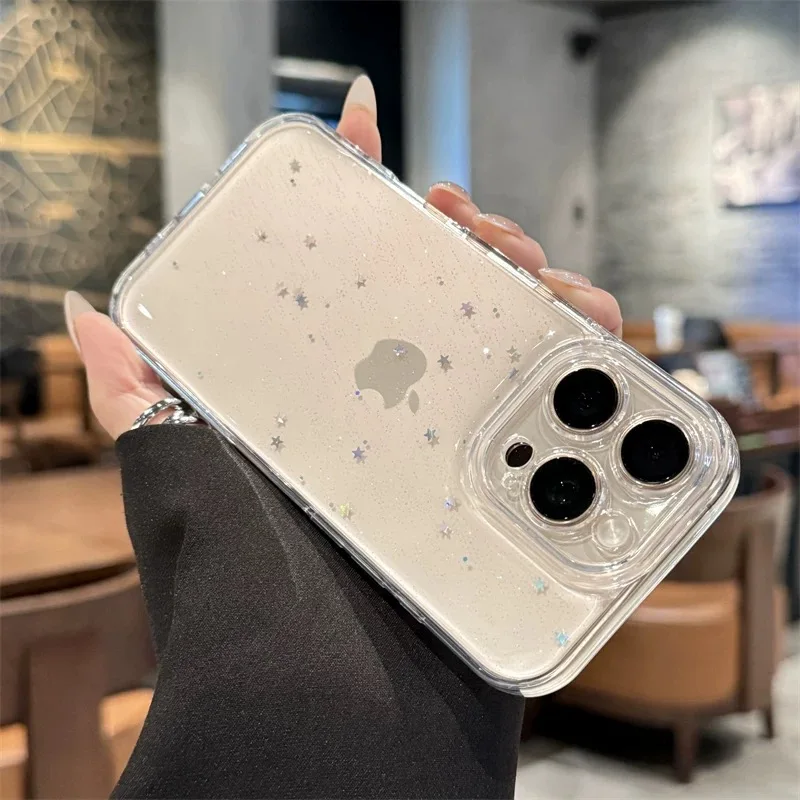 Funda de lujo transparente con brillantina y destellos para iPhone 17 16 15 14 13 12 11 Pro Max XR X XS 8Plus a prueba de golpes 5
