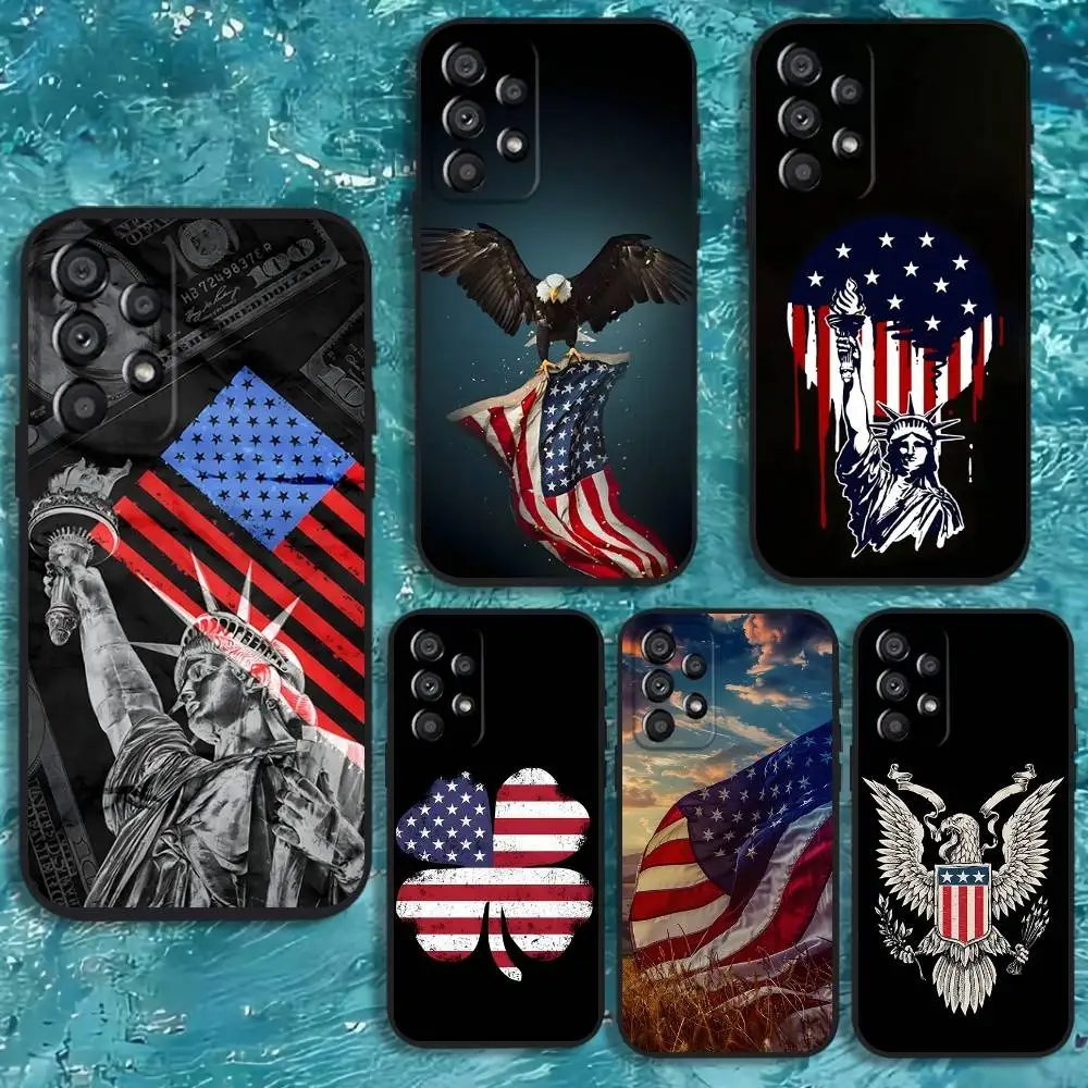

America USA Flag Phone Case For Samsung Galaxy A20,A21s,A22,A31,A32,A52,A53,A72,73,A80 Soft Black Cover