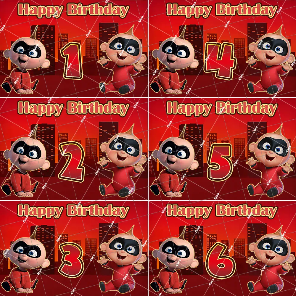 

Customized Cartoon The Incredibles Children's Birthday Party Cute Boy Baby Shower Photography Backdrop Banner Photo Studio Props