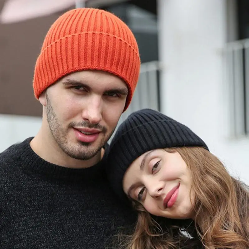 

Winter warm Beanies for Women Men Knitted Solid Color Hip Hop Hat Outdoor Warm Beanie Caps Dome Hat Bonnet Men Casual Cap