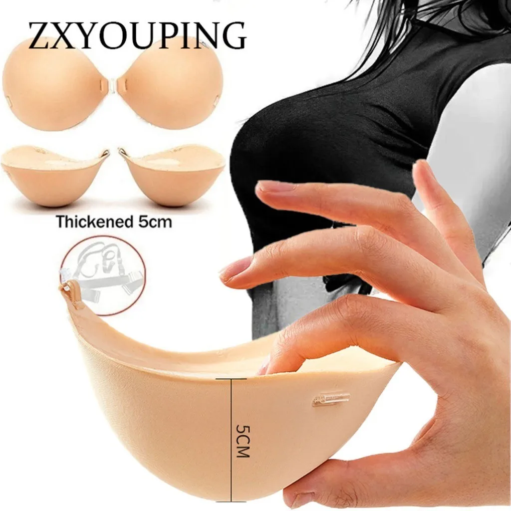 Sutiã Push Up de Silicone Invisível para Mulheres, Bastão Peito Espessado, Sutiã de Silicone, Fita Impermeável, Adesivos Eamles, 3 cm, 5cm