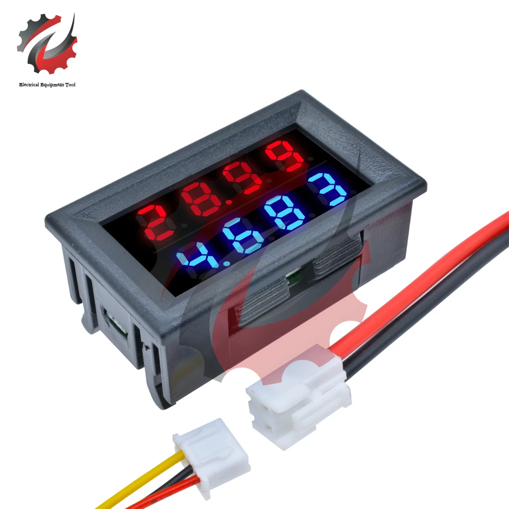 0.28 Inch Dc 0-100V 10A Mini Digitale Voltmeter Amperemeter 4 Bit 5 Draden Voltage Current Meter Tester blauw Rood Dual Led Display
