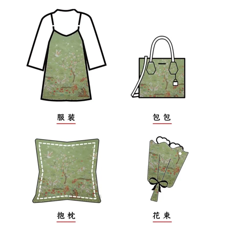 Hanfu horse-face skirt gold silk short jacquard cloth ancient style dark pattern flower decoration fabric