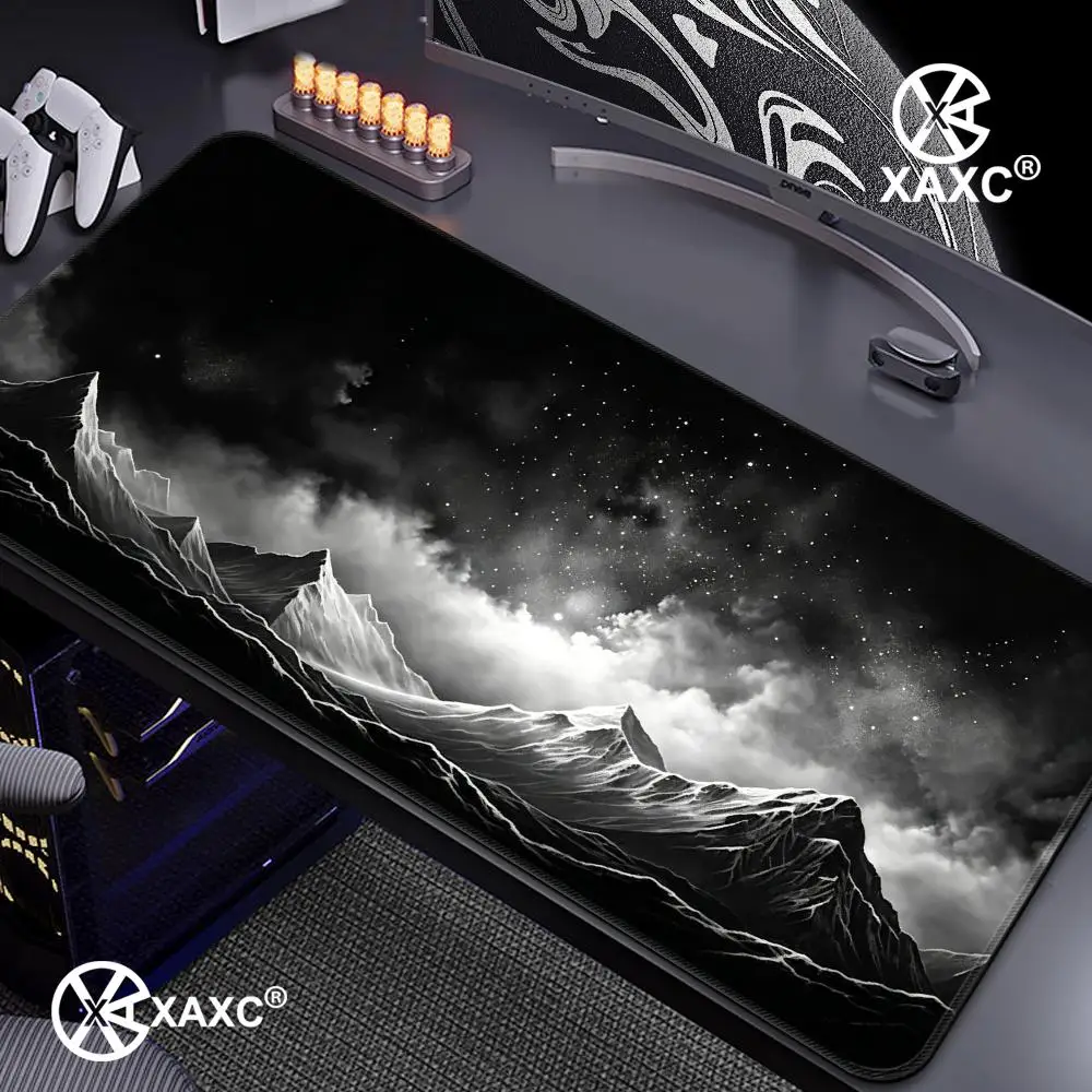 Black Desk Mat Mountain Desk Mat Cool Desk Decor Gaming Mouse Pad Large Mouse Pad Giant Desk Mat Oversized Desk Mat HYBXXC