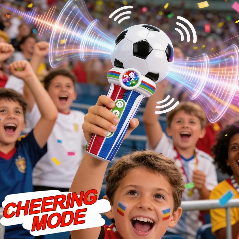 New Version of Children's Soccer Game Microphone Cheerleading Cheering Toy with Lighting, Music, Echo Effect Soccer Cheerleading