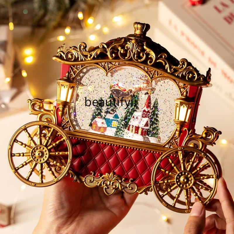 Christmas gift music box carriage old man snow crystal ball birthday gift girl