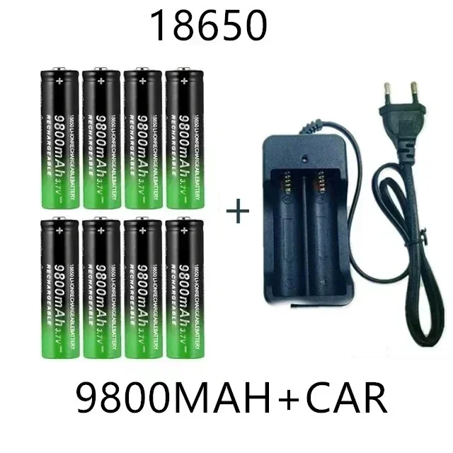 Hot Selling 18650 3.7V 9800mAh Li-Ion Rechargeable Battery with Charger: Powerful Performance for Flashlights & Tools
