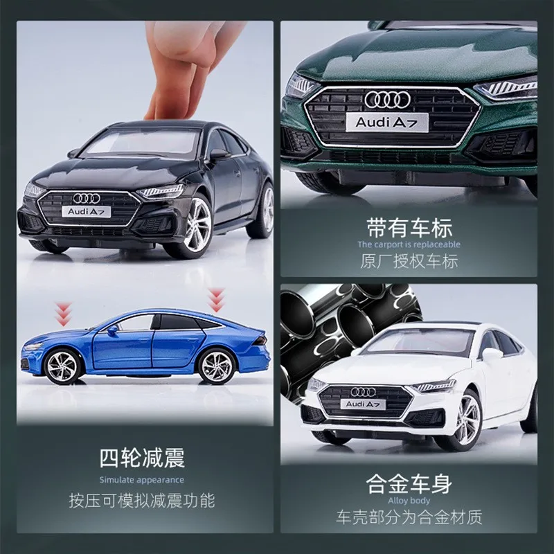 1:32 AUDI A7 Coupe Alloy Car Model Diecasts Vehicles Metal Toys Simulation Sound Light Car Toys Kids Gift Collectible Ornament