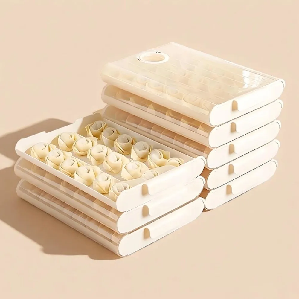 Stackable Dumpling Storage Box Fresh-Keeping Frozen Non-stick Bottom Wonton Storage Box -20℃ To 120℃ Pull-out Design