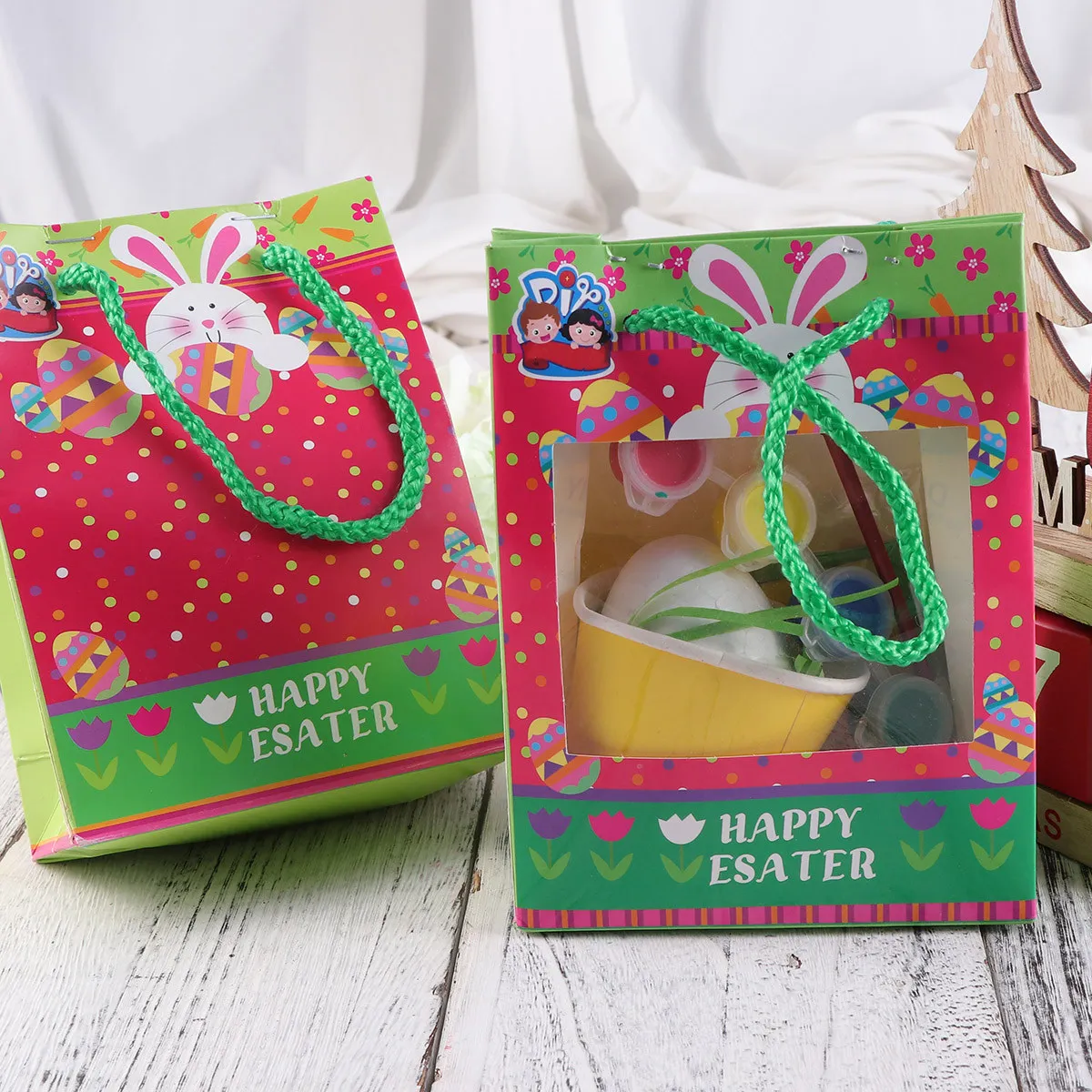 Easter Eggs Making Kit Animal Rabbit DIY Handmade Material Package Festival Gift Bright Colors Fun Craft Supplies for Kids Early