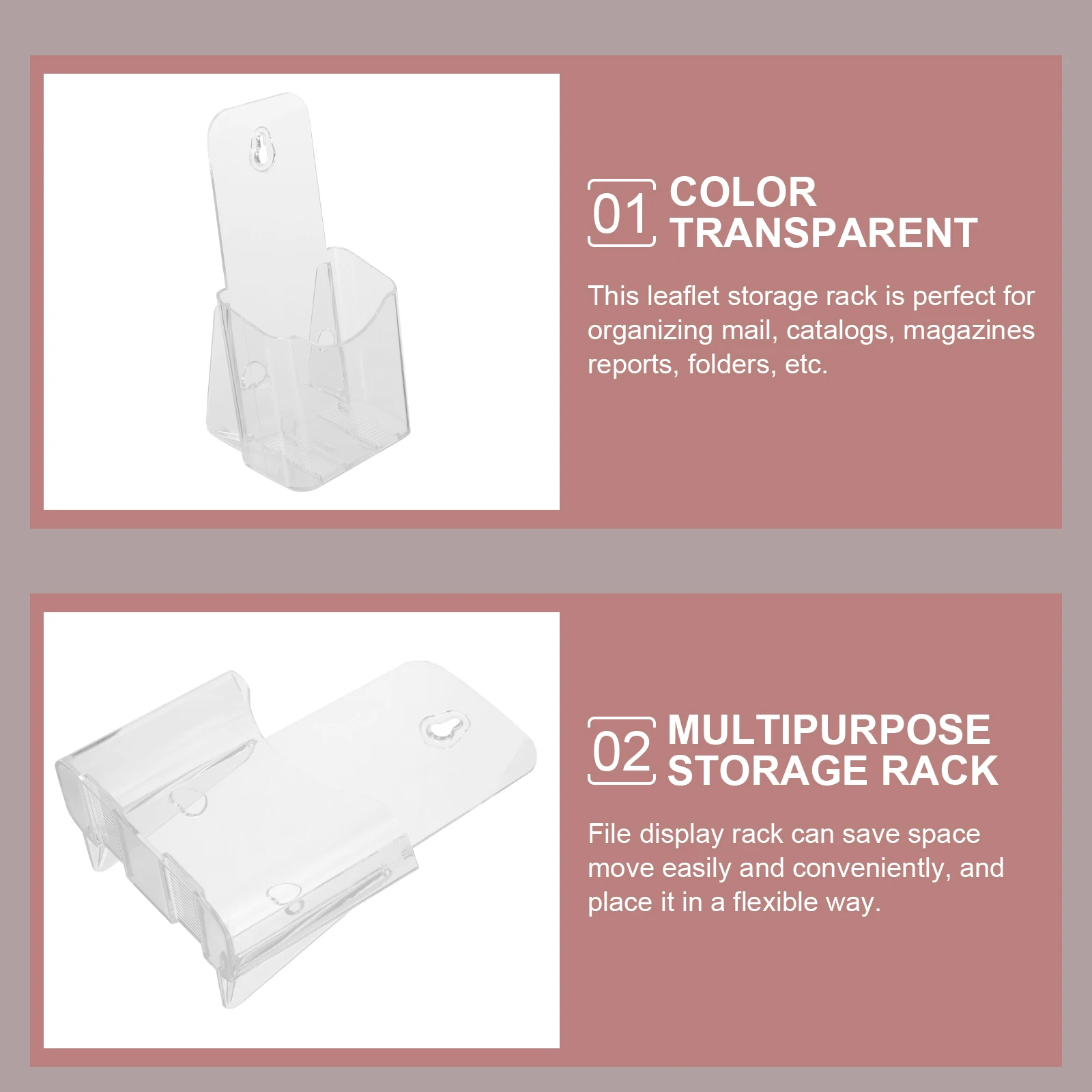 

4pcs Acrylic Display Stand for Trifold Leaflets Brochure Holder Clear Plastic Desk Conference Table Business Cards ganizer