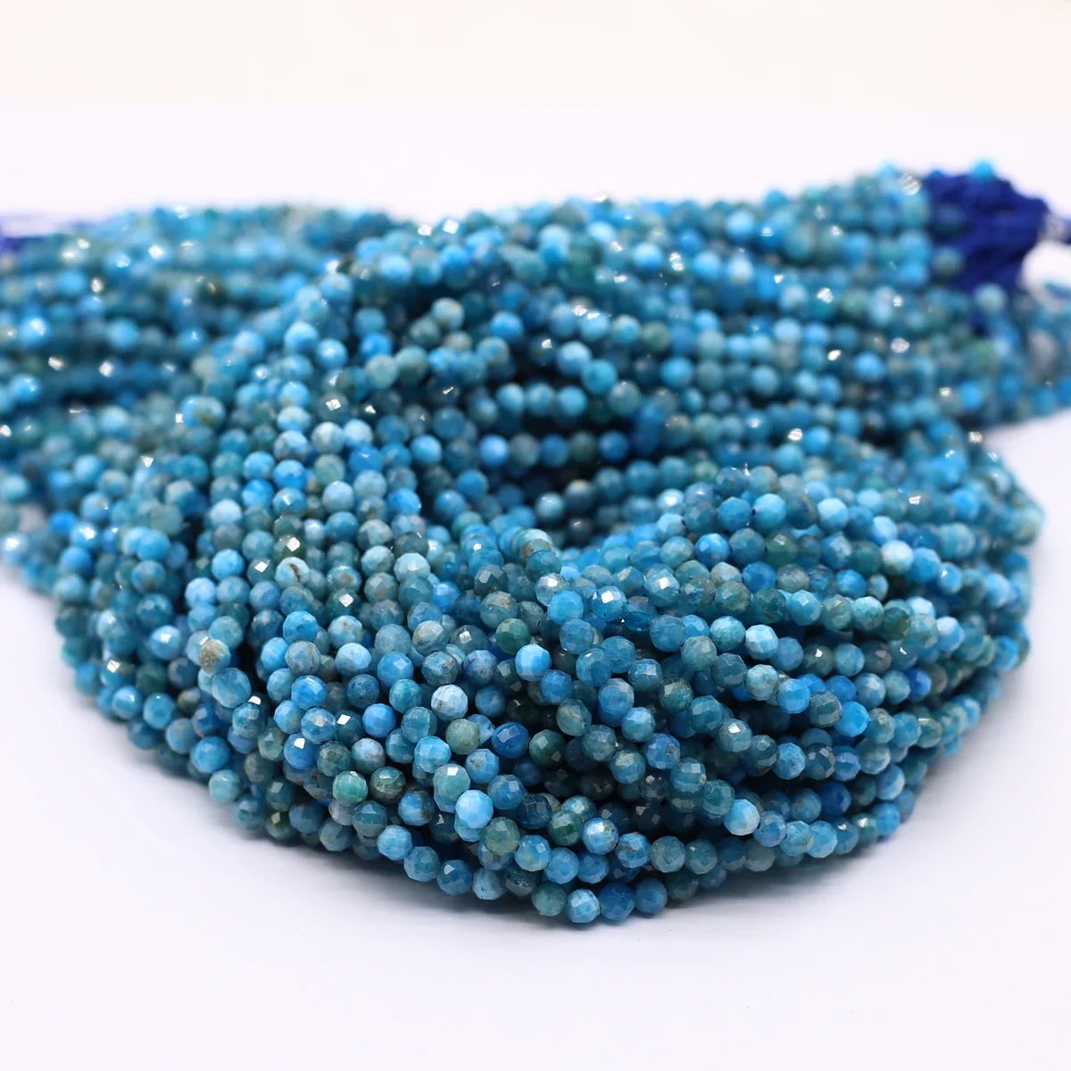 2/3/4mm Natural Stone Apatite Beads Round Faceted Loose Beads for Jewelry Making Supplies DIY Necklace Bracelet Accessories 38cm