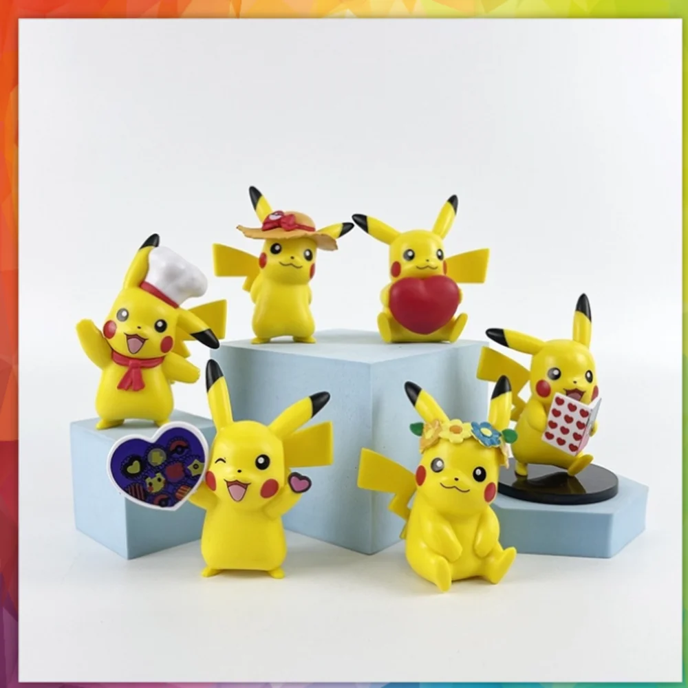 

6Pcs/Set Pokemon Pikachu Theme PVC Action Figure Set - Love Chef Series - Anime Model Toys Doll Desktop Ornament Gifts