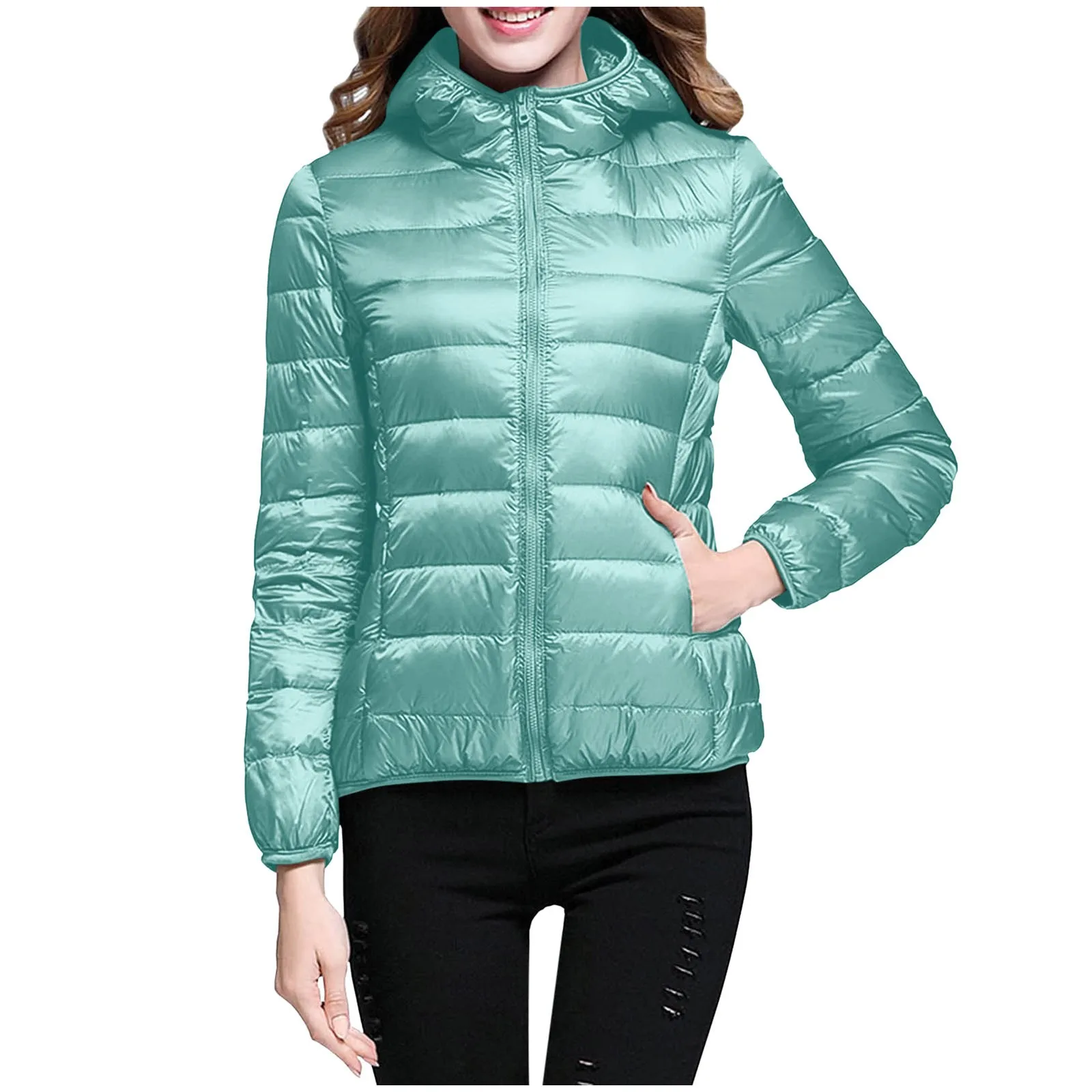 Women Short Women Warm Winter Recycled Coat Slim With Winter Puff Hooded Hooded Insulation Lightweight Jacket down Windproof