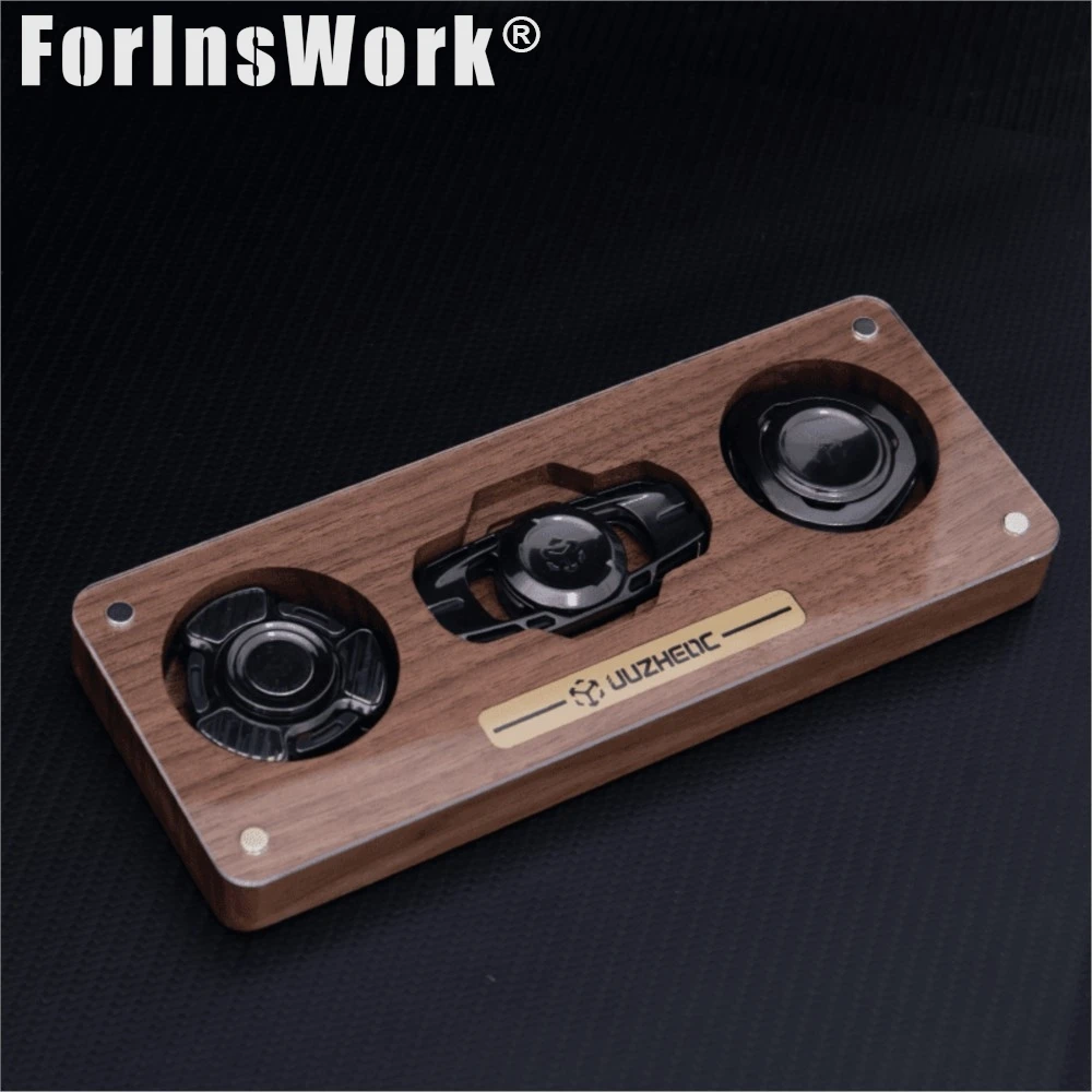 JUZHEN Caja de almacenamiento de bandeja giratoria Fidget de triple pantalla de madera maciza Estación de trabajo multifuncional