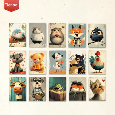 16pcs,whimsical animal postcards,New Year gifts, Christmas gifts, living room decoration, bedroom decoration, high-quality cards