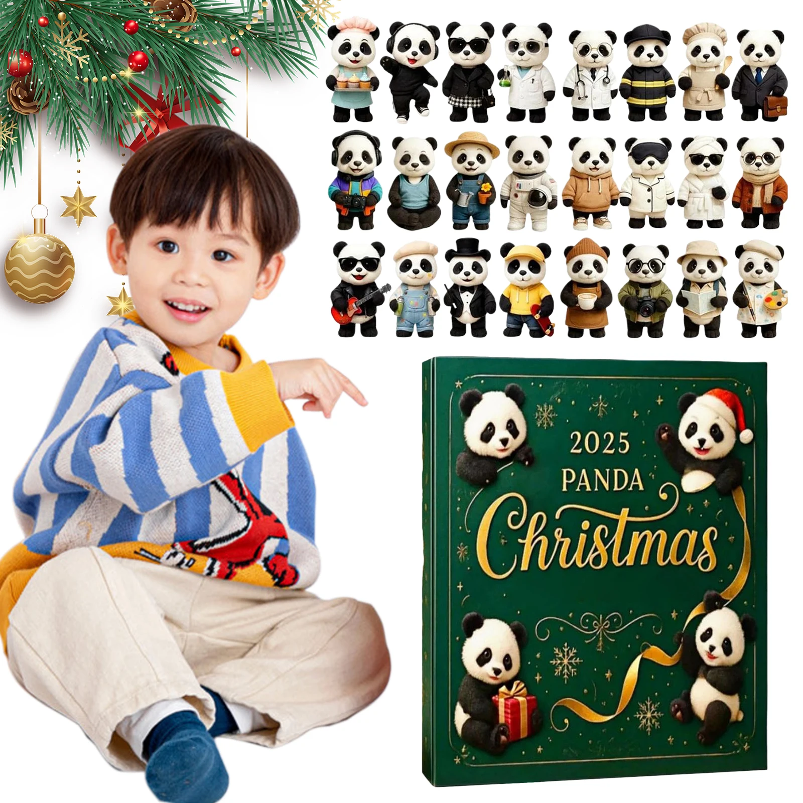 الباندا تقويم القدوم 2025 2D الاكريليك الباندا الحلي عيد الميلاد العد التنازلي التقويم شجرة عيد الميلاد زينة عيد الميلاد مفاجأة الهدايا #1