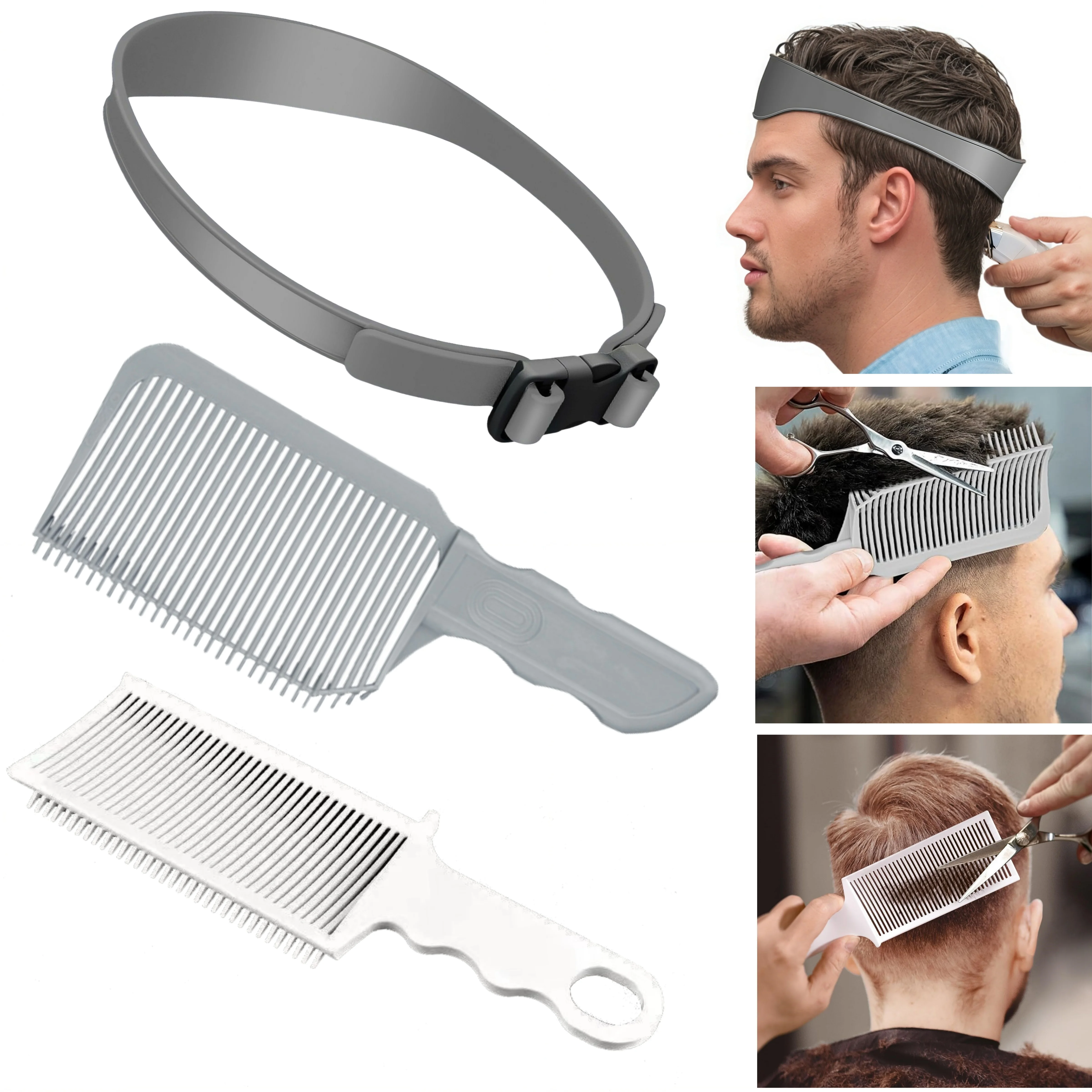 1/3Pcs Barber Haar Kamm Kit Flache Top Haar Schneiden Verblassen Styling Männer Verblassen Pinsel Einstellbare Stirnband Salon haar Werkzeug Zubehör