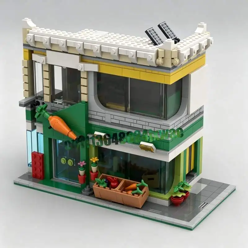 940 PCS Grocery Store MOC Creative Street View Model Custom Puzzle Architecture DIY Assembly Building Blocks Toy Holiday Gifts