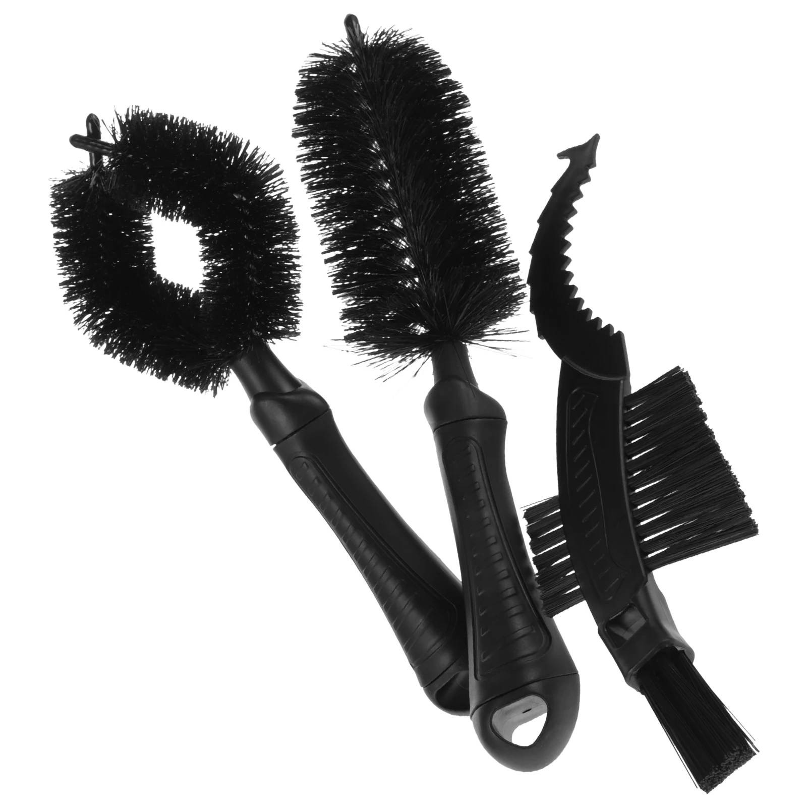 مجموعة فرش سلسلة الدراجة المريحة المكونة من 3 قطع أداة بلاستيكية قابلة لإعادة الاستخدام شديدة التحمل لتنظيف سلسلة الزاوية الكاملة المتوافقة مع جميع الدراجات