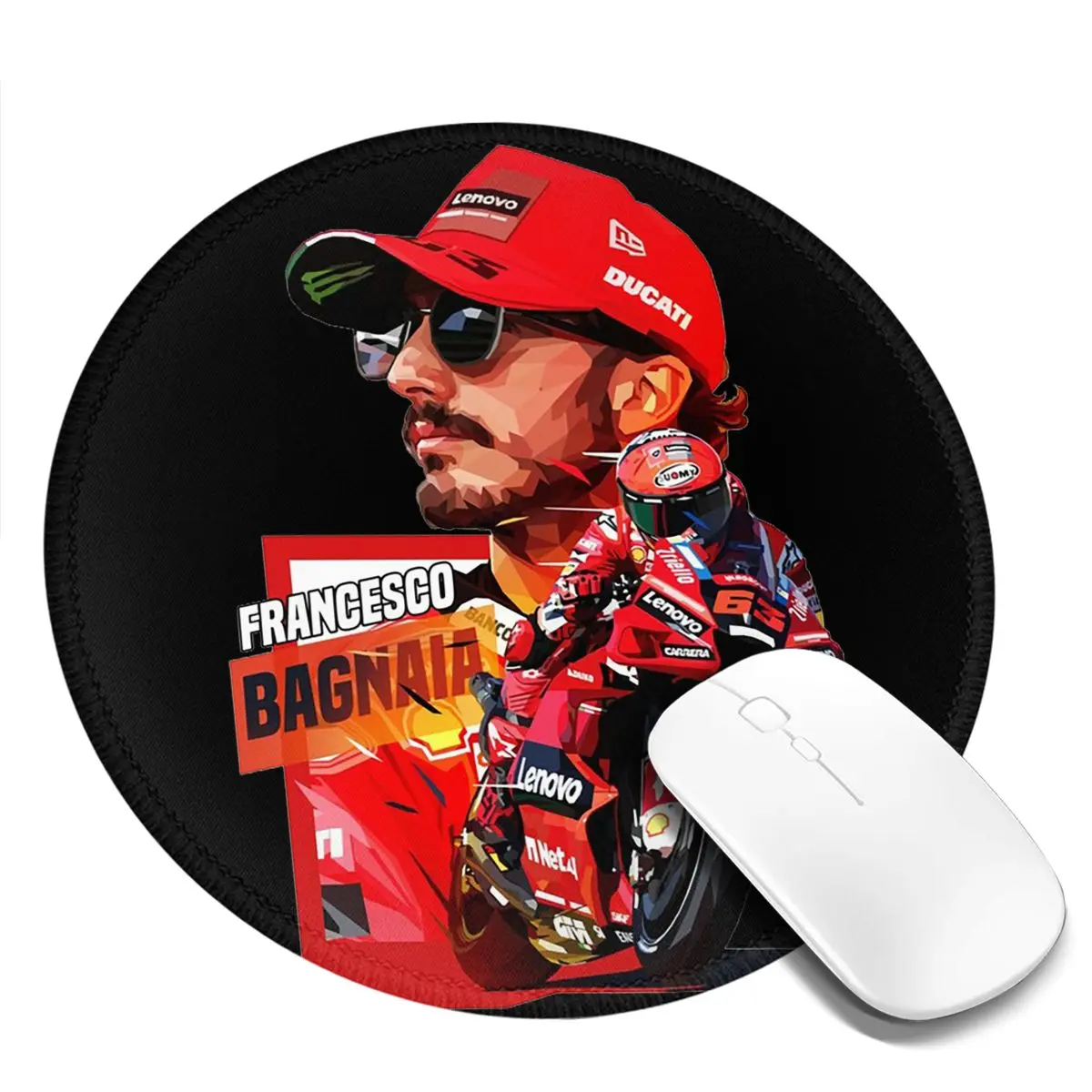 

Круглый коврик для мыши Pecco Bagnaia, коврик для клавиатуры и мыши, коврик для геймеров, коврик для ноутбука, офисные аксессуары, настольные коврики