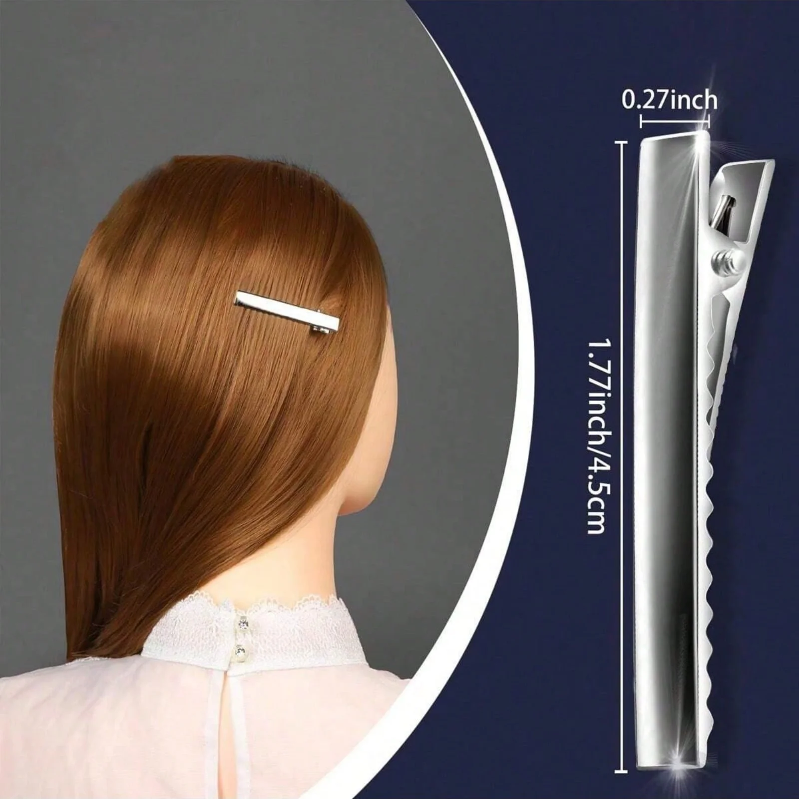 10-50PCS Alligator Clips, Metal Single-Prong Silver Alligator Clips (Suitable for Bow-Making Crafts), Applicable for Daily Hair