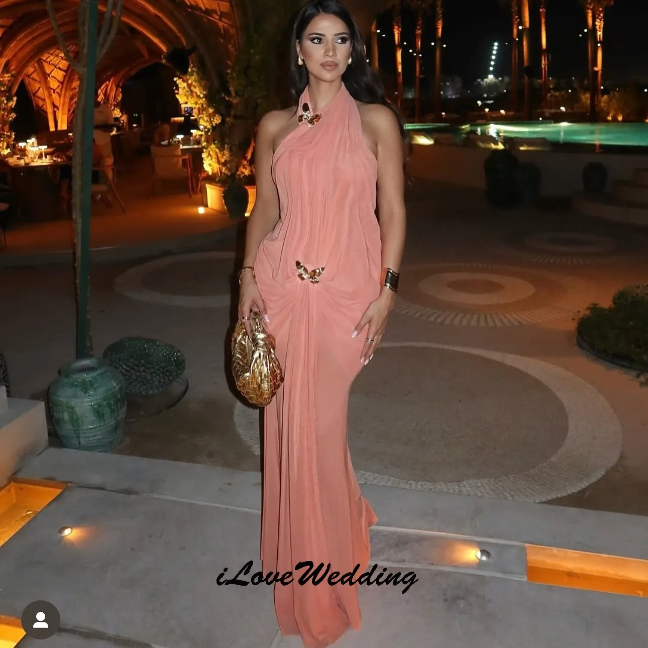 

Розовое платье для выпускного без рукавов с лямкой на шее, 2021, шифоновое платье русалки, элегантное свадебное женское платье, плиссированные вечерние платья длиной до пола, по индивидуальному заказу