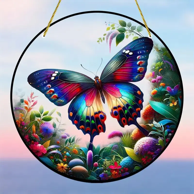 Circular Acrylic Painting Creative Butterfly Theme Home Wall Decoration Hanging Painting Living Room Bedroom Mural Painting