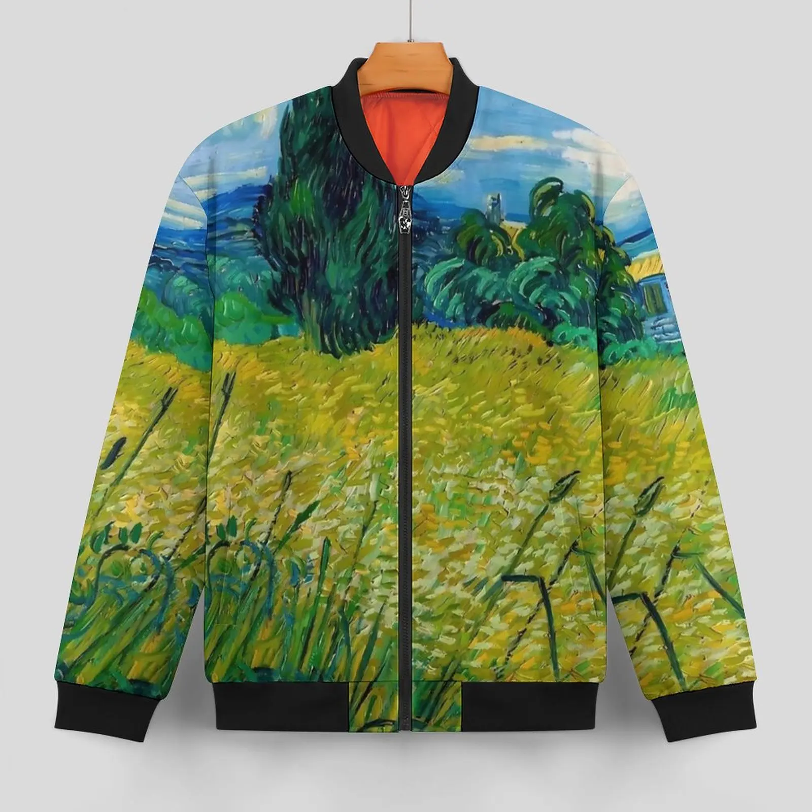 Van Gogh Casual Jackets Male Green Wheat Field Coats Autumn Street Wear Jacket Hooded Graphic Classic Windbreak 4XL 5XL 6XL