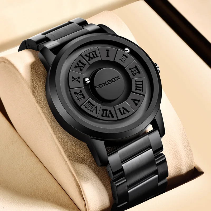 

Часы FOXBOX, персонализированные модные плавающие магнитные указатели, бесплатный шарикоподшипник, креативные простые водонепроницаемые кварцевые часы для мужчин
