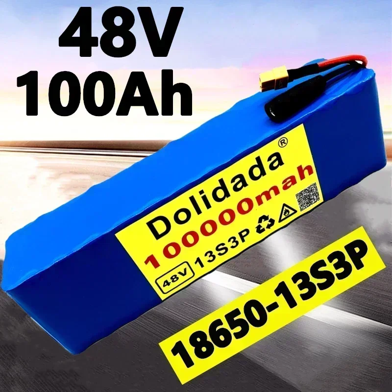 NOVO 48V100Ah 1000w 13S3P XT60 48V Bateria de íon de lítio 100000 mah para scooter de bicicleta elétrica e-bike 54.6v com BMS + carregador