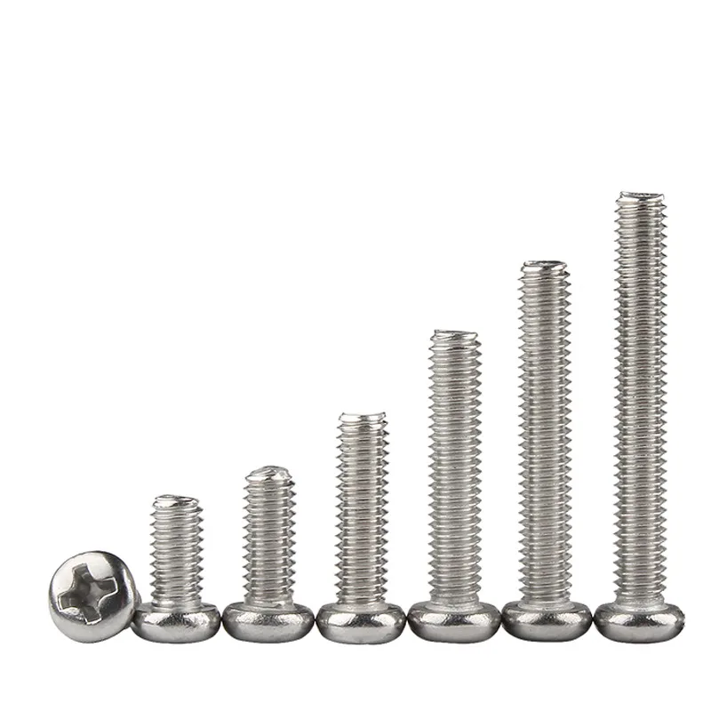

2-10PCS M3 M3.5 M4 M5 M6 M8 GB818 A2-70 304 Stainless steel Cross Phillips Round Pan Head Screw Bolt