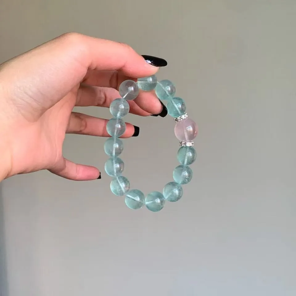 

Natural Green Fluorite Crystal Bracelet, Women's Fashion Light Luxury Bracelet