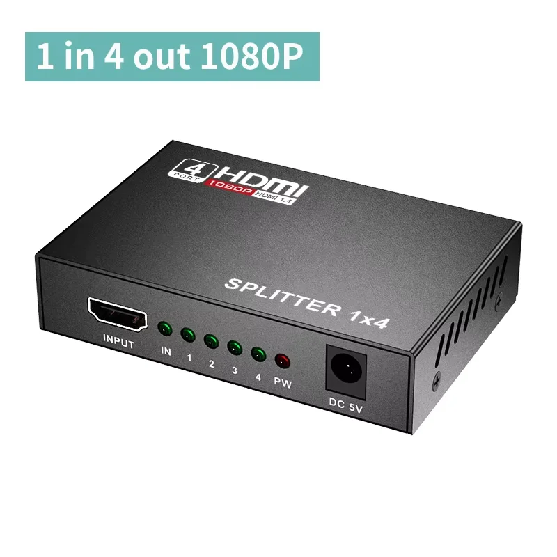 HDMI-compatible Splitter 1 in 4 Out Full HD 4K Audio Video Splitter 1x4 HDMI Splitter Amplifier Adapter For HDTV DVD PS3 Xbox
