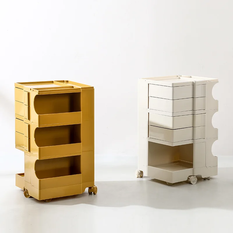 Multifunction rotatable bedside table room, bedroom, fruit snack cart, multi-layer plastic rack