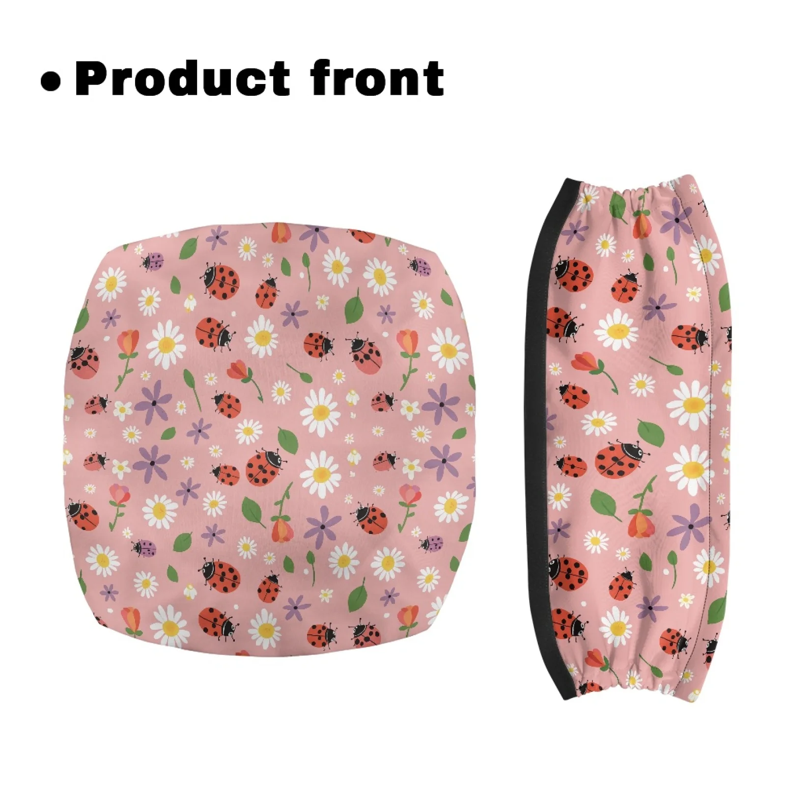 Coloranimal Ladybug 2 Pieces Walker Seat Cushion Cover Polyester Fabric Rollator Seat Back Covers for Unisex