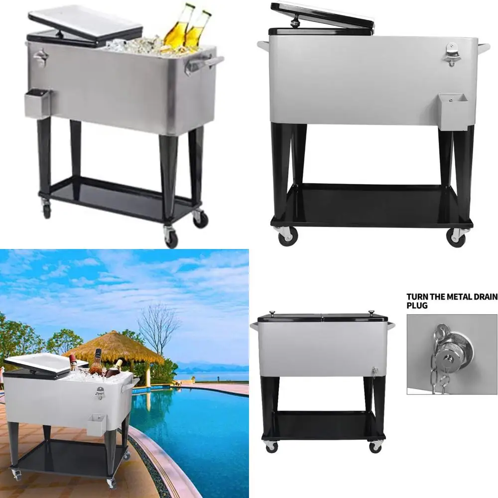 Портативная 80-литровая тележка-холодильник на колесиках для наружного охлаждения напитков и тележки для льда