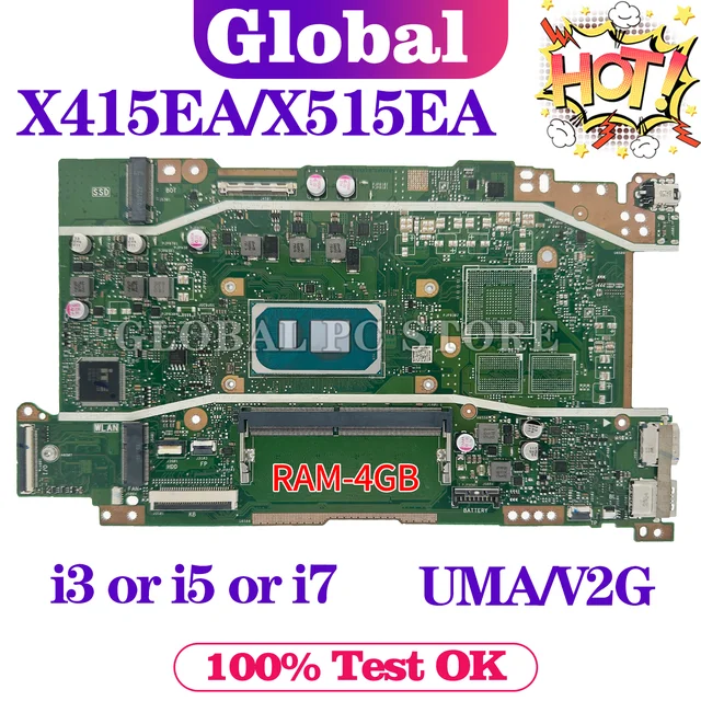KEFU Mainboard For ASUS X415EA X415EP X415EQ X515EA X515EP X515EQ F1400E F1500E V4200E V5200E Laptop Motherboard i3 i5 i7 11th AliExpress