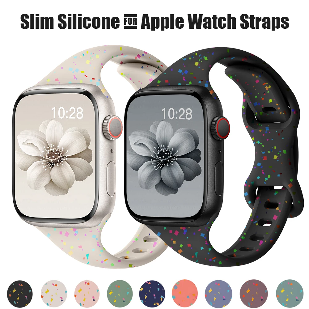 Slim Silicone Band for Apple watch Straps 40mm 41mm 45mm 44mm 38mm 49mm 42mm 46mm bracelet iwatch Series 10 9 8 7 6 3 SE Ultra 2