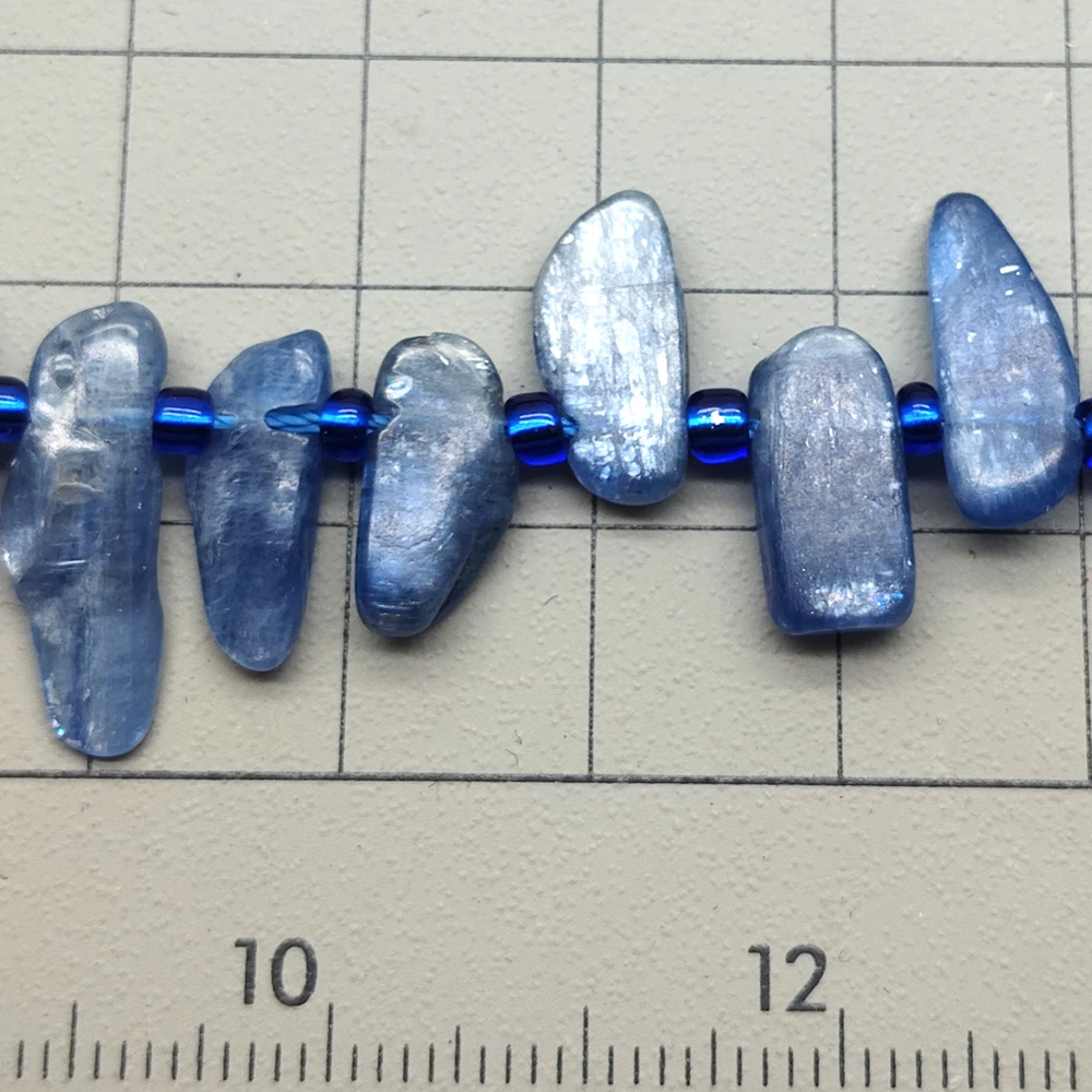 5 Strands 7x16mm Top-drilled point Stick Natural Blue Kyanite   bead strand 15.5