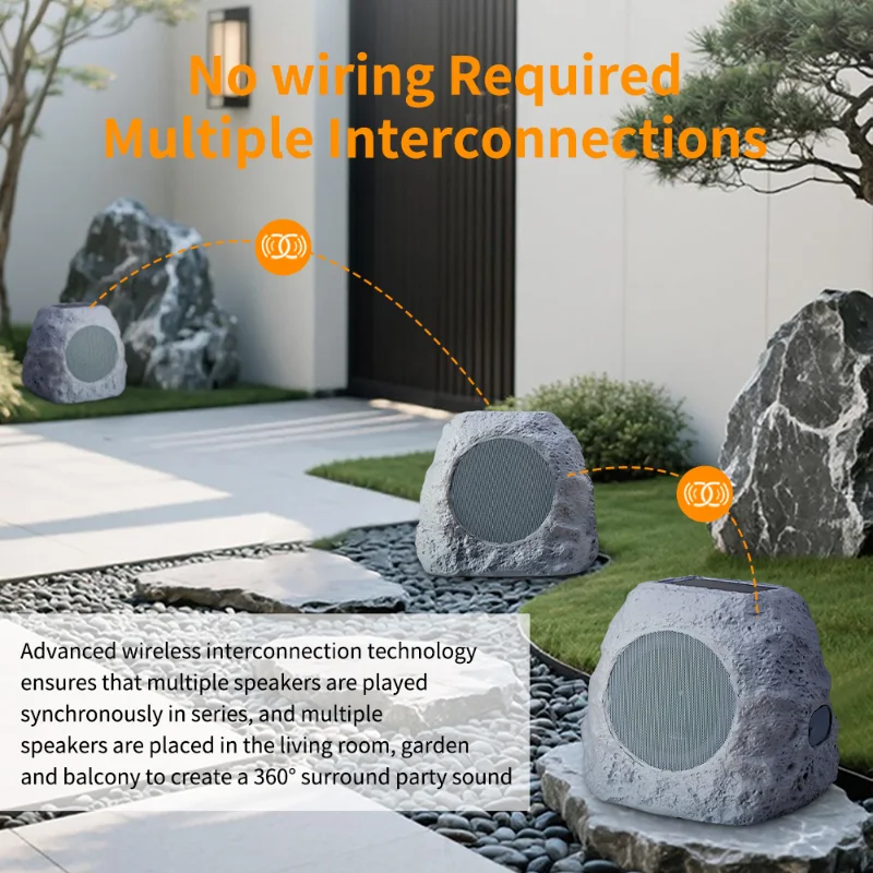عالية الجودة في الهواء الطلق حديقة حجر MusicBoxs مقاوم للماء صندوق الصوت اللاسلكية الشمسية تهمة روك سمّاعات بلوتوث مع جهاز التحكم عن بعد #1