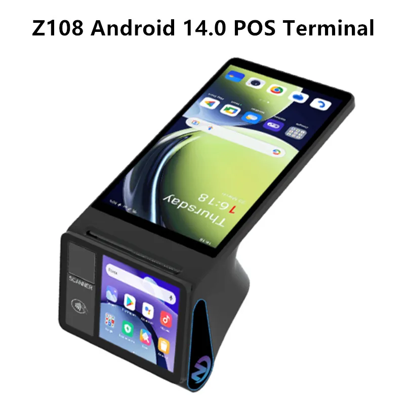 Z108 Android 14 Dual Screen POS Terminal Sales Point Cash Register with ...