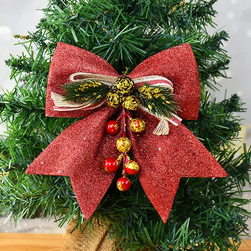 

Large Christmas Glitter Bow Pine Cones DIY Handmade Christmas Tree Pendants Accessories Merry Xmas Party Decoration New Year Bow