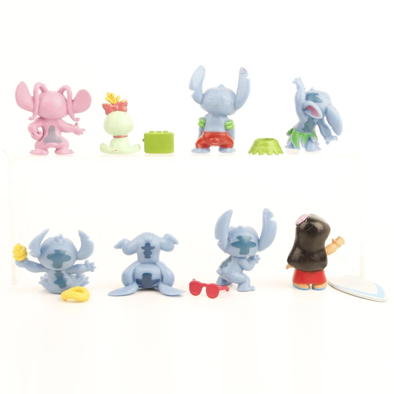 8pcs/set Stitch Scrump Lilo Summer Version PVC Figure Collectible Model Toys for Children 5-8cm