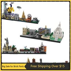 MOC Back Future Buildings Fairy Tale Magic Castle House Movie Skyline Architecture Building Blocks Home Decoration Toys Children