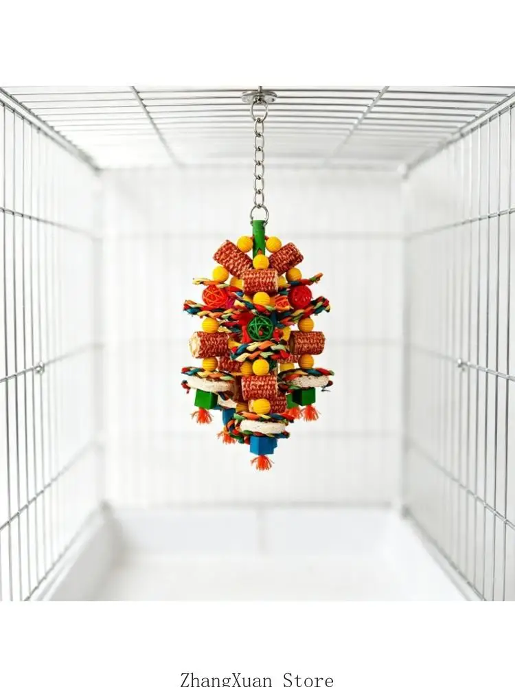 Parrots Cage Hanging Toy with Corncob Shredding Toy for Bird Enrichment Activity 3XUF