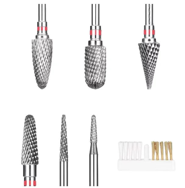 Tungsten Carbide Nail Drill Bits Set 3/32 Inch E-File for Acrylic Gel Removal Polishing Manicure Pedicure Salon Home Tool
