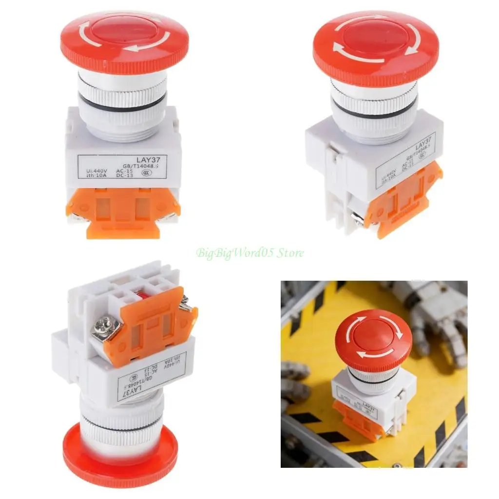 

24TE Грибовидная крышка 1NO 1NC DPST Кнопочный переключатель аварийной остановки AC660V 10A Переключатель