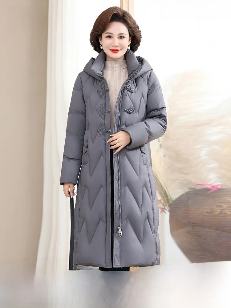 

Женская удлиненная пуховая куртка с капюшоном Snow Flng Весна 2026, утепленная, приталенная, однотонная, для повседневной носки, в стиле Mommy Sle, для поездок на работу, модная